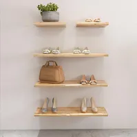 حقيبة الأحذية عرض الرف الأثاث التجاري على جدار الخشب الصلب وضع رف واحد