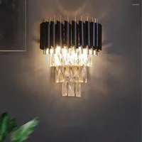 Wall Lamps Black Crystal Lamp Modern Minimalist Bedroom Living Room Background Bedside Aisle