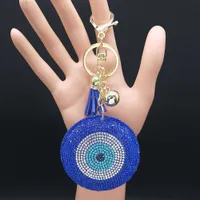 Cheap Fashion JewelryKey Chains Turkey Eyes Crystal Keychains Ring for Women Blue Gold Color Key Chain Bag Accessories Jewelry llaver...