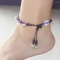 Anklets Jade Flower For Women Natural Stone Gift Accessories Charm Men Jewelry Purple Designer Fashion Amulet 925 Silver