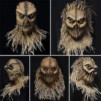 Party Masks Halloween Scarecrow Head Cover avec gants et costume de chapeau Headgear For Masquerade Cosplay Mask effrayant 221012
