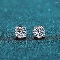 Studörhängen Boeycjr S925 Classic 4 Prongs 0,5/1/1,5CT D Färg Moissanite VVS Fine Jewelry Diamond Earring för kvinnor