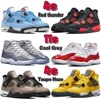 2023 Top Boots Jumpman Basketball Shoes 4 4s Red Thunder University Blue Taupe Haze 11 11s Midnight Navy Velvet Cool Grey Cherry Black Cat Men Women Designer Sneakers