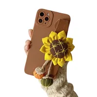 Sunflower Telefoonkaten Polsbandjes Mobiel Covers Cross-Body voor Apple iPhone 14 13 12 Pro Max 11 XS XR Skin Feel Silicone Anti-Drop Case met riemen Detailhandelbox