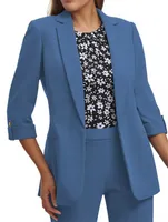Женская верхняя одежда сплошной карман повседневной пиджак офис работы 3/4 рукав открытый передний блейзер