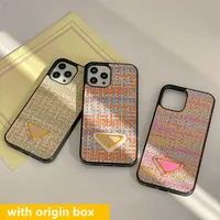 With BOX Designer Cell Phone Cases for iPhone 14 13 cases 11 Pro Max 12 mini Xs XR X 8 7 Plus Fashion Protect Case Plaid Mix Colors