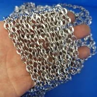 5meter Lot Jewelry Findings Chains 6.5mm Flat Oval Link Lips Chain Stainless Steel Marking Chain DIY Necklace Bracelet Silver