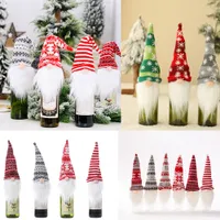 Christmas Decorations Wine Bottle Cover Bag Faceless Doll Gnome Santa Claus Toppers Ornaments for Home Xmas New Year Dinner Table Decor