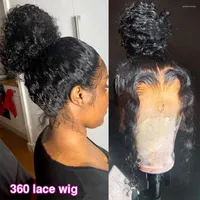 Kinky lockige Spitzenfront menschliche Haarperücken für schwarze Frauen brasilianische transparente Frontalperücke 180% Dichte