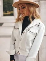 Ropa exterior de mujer Contrasto s￳lido chaqueta casual de lentejuelas / ligero estiramiento