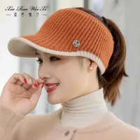 Gorro/crânio tampas de outono chapéus de inverno para mulheres rabos de rabo de cavalo faanies esportes esportes elásticos de malhas vazias chapéu quente chapéu t2221013
