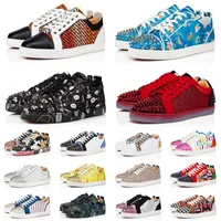 2023 Red Bottoms Casual Shoes Men Women Flat Low Lederen Suede Spike Rivets Vintage Designer Loafers Commission Luxury sneakers Boot Chaussures