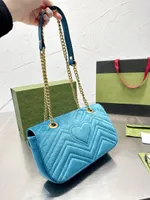 Bolsos de hombro de terciopelo Marmont Bolsos de dise￱ador de mujeres Luxury Top Chain Crossbody Bag Billet Willet 26 cm