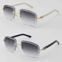 Sunglasses Wholesale T8200762 Rimless Black White Plank Women Glasses Hot Unisex Sun Driving Metal Frame Eyeglasses 18k Gold Brown