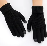 10шт -псевдоним осенние зимние женские шпагаты и флисовые перчатки мужчина на открытом воздухе сплошная шерстяная вязаная женщина мода пять пальцев перчатки с сенсорным экраном рисовых перчаток