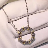 Pendanthalsband Choucong Brand Cross Girl Luxury Jewelry 925 Silver Cubic Zirconia Separate Color Infinity Halsband för kvinnor