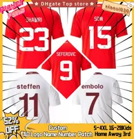 2022 Copa do mundo Jersey de futebol da Copa do Mundo Shaqiri Akanji Freuler Seferovic Inler Embolo Home Away Camisetas de Futbol Men Kit Circhas de Futebol