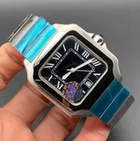 스퀘어 시계 40mm 정품 스테인리스 스틸 기계식 시계 케이스 브레이슬릿 패션 남성 시계 남성 손목 시계 Montre de Luxe
