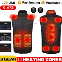 Hunting Jackets 1711 Places Heated Vest Men Women Usb Heating Thermal Clothing Winter BlackS6XL 221013