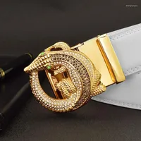 Belts Fashion Crocodile Pattern Belt Men's Luxury Metal Buckle Designer White High Quality Cinturon Dorado BrandBelts
