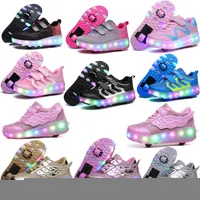 Sneakers Twee wielen Luminous Led Light Roller Skate Shoes For Children Kids Boys Up with Wheels Shoe 221014