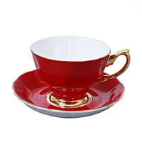 Tasses Saucers High Quality Bos China Coffee Caf￩ et soucoupe Fashion Gold Placing Teachd Porcelain Afternoon TEA Black Home Drinkware Gift