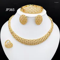 Brincos de colar Conjunto de jóias de ouro italiano Conjuntos de moda para mulheres Colliers de Bijoux Modo