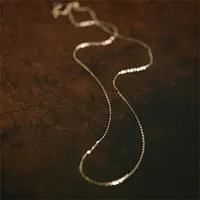 Подвесные ожерелья Goldtutu подлинный 14K с твердым золотом цепь минимально простой стиль шейки