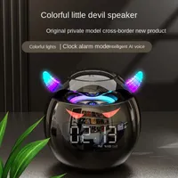 Mini AI Toy Smart Wireless Bluetooth -högtalare Multifunktionell ljudklocka kan infoga kort Little Demon 8D Bass Battically Battium Cool Audio DHL