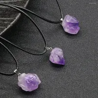 Pendant Necklaces 2022 Amethyst Cluster Rough Necklace Irregular Purple Crystal Rope Chain For Women Men Luxury Quality Jewelry Gifts