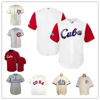 Дешевая индивидуальная мужская команда Cuba Baseball Jerseys Cream Grey White Red Base Classic Classic Room 1947 Road Jersey Cuba UAA 1952 Хорошая форма