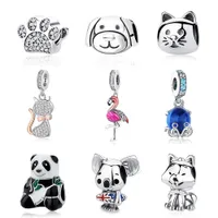 Fine Jewelrys Orijinal 925 Sterling Gümüş Boncuk Kedi Pençe Pençe Panda Kaplumbağa Kolye Takılar Fit Pandora Bilezikleri Kadın Diy Takı