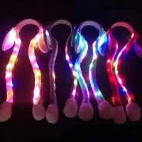 Imprezy Hats Kawaii Light Pluszowe LED świecące uszy królika Piękne świetliste dzieci Prezenty dla dorosłych Ręczne kasę kółek powietrzną z poruszającymi się L221012