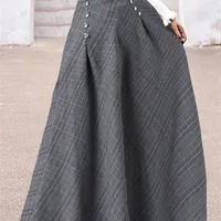 치마 대형 빈티지 느슨한 드레스 무저르 한국 세련된 멍청한 멍청이 Zanzea 여자 높은 허리 그리드 격자 무늬 수표 221013