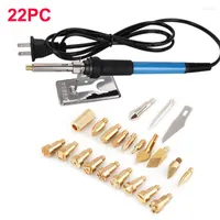 Dutoofree Electric Soldering Iron Temp Adjust Wood Embossing Burning Carving Pyrography Engrave Tool Kit Brass Solder Tips 60W