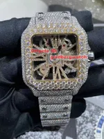 Uhren mechanische Uhren Luxusstil Tag Fashion Skeleton Herren Uhren ICE Out Full Diamond Moissanite Uhr Passes Härte Tester
