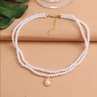 Nouveau style originalit￩ Collier pendentif pour dames ￠ double couche Collier de perles