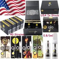 USA Packaging Empty 40 Strains GLO Atomizers Extracts Vape Cartridges Oil Carts Dab Wax Pen Ceramic Coil Glass Thick 510 Thread Battery Vaporizer