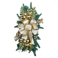 Decoratieve bloemen Kerstmis slinger krans decoraties bel lint dennen kegel bowknot gloeiende hanger op ramen voordeuren muren chris chris