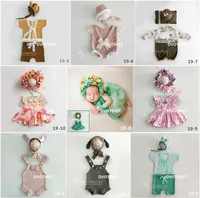 Caps Hats DVOTINST Newborn Baby Photography Props Knit Flowers Hat Outfits Dress 2pcs Set Fotografia Accessories Studio Shoot Photo Prop W221014