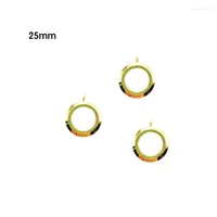Colares pendentes de vidro dourado parafuso de medalhão flutuante de 25 mm de memória redonda de pó para encantos de joias de chaveiro