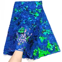5 jardów Nigerian Lace Fabric 2022 French Tiuld African Laces Tkaniny z cekinami do szycia materiału ślubnego