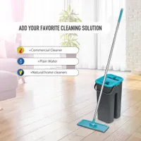 Mops Floor With Bucket Lazy Squezze Free Hand Magic Cleaning Microfiber Flexible Rags Kitchen Household Wringing Tools 221014