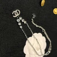 Designer Choker-halsband Inlay Diamond Crystal 925 Silverpl￤terad 18K Guldpl￤terad rostfritt st￥l C-Letter Pendant Halsband f￶r kvinnor Br￶llopsmycken H￶gkvalitativ