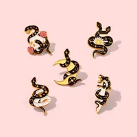 Yeni stil orijinallik broşları korku hayvanı emaye yaka pimi için gotik yılan emaye pimleri