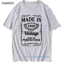 남성용 T 셔츠 1956 년 생일 셔츠면 빈티지 한정판 디자인 티셔츠 모든 원래 부품 선물 아이디어 상단