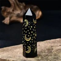 Obsidian güneş ayı kristal noktası kristal reiki şifa meditasyon dekoru