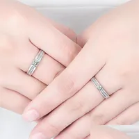 With Side Stones 925 Sterling Sier New Woman Jewelry Retro Simple Crystal Zircon Couple Ring Adjustable Size Drop Delivery 2022 Dhfki