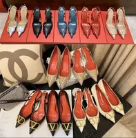 Frauen Marke Sandale High Heel Sandalen Metallschnalle 6 cm 8 cm 10 cm d￼nne Abs￤tze speicherte Zehen echtes Leder rote Hochzeitsschuhe Gr￶￟e 34-44 mit Box
