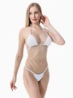 Correo de cabestro TIPE BUKINI BIKINI SEXY Tri￡ngulo s￳lido Tanga Bikini trajes de ba￱o Beachwear